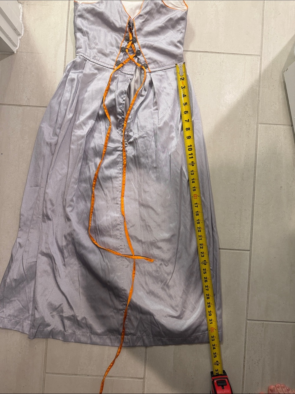 Light Gray with Orange Trim Dirndl - Picture 11 of 11
